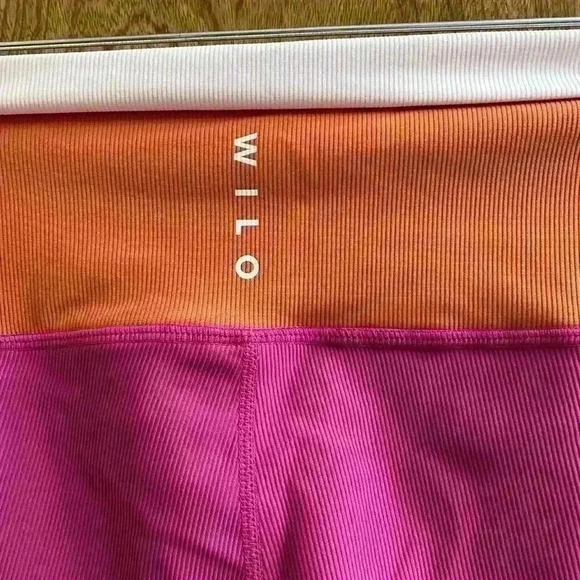 Wilo The Label Ribbed Colorblock Leggings Orange, Pink, White Size Large - Picture 6 of 8